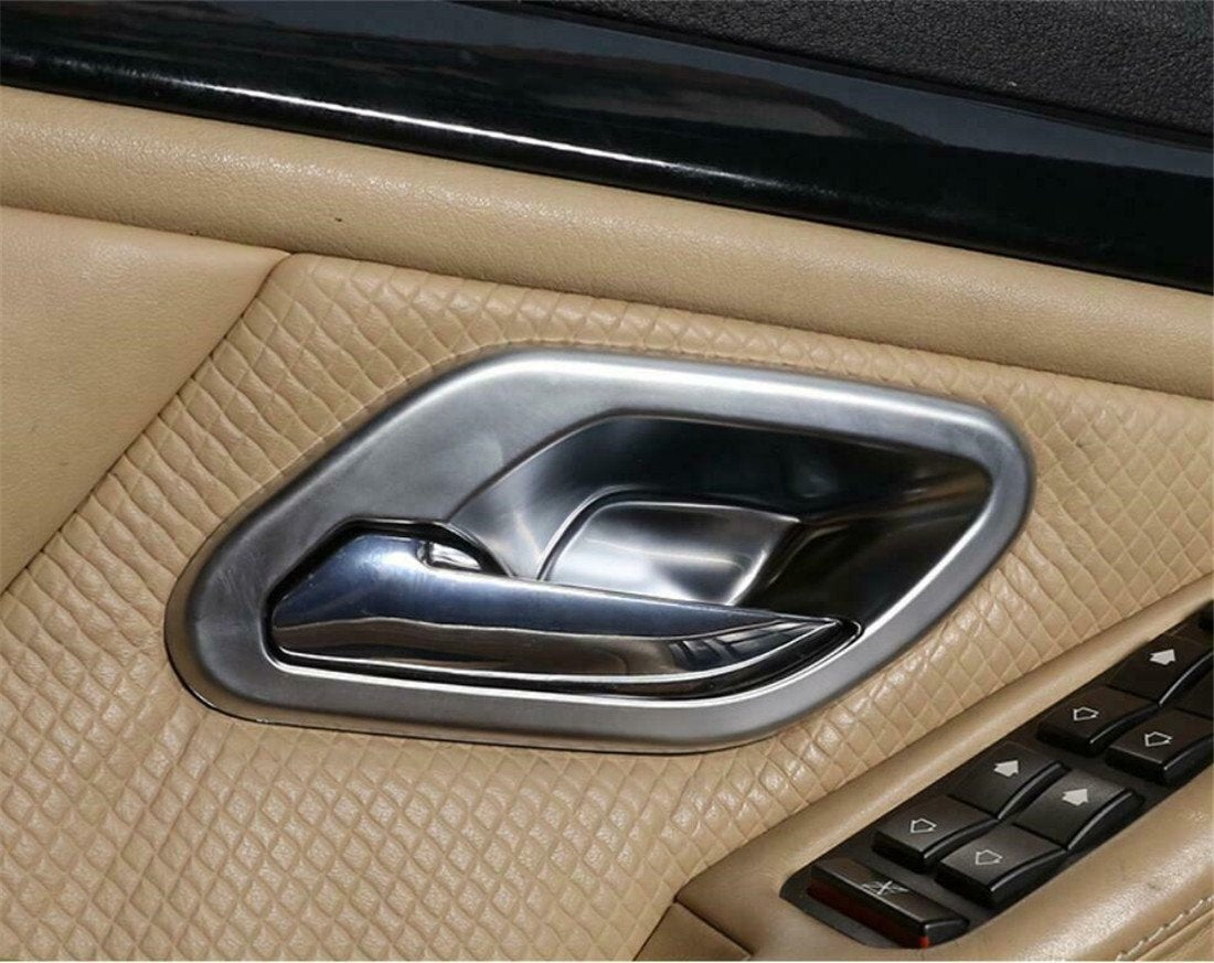 4¡Á Silver ABS Interior Door Handle Bowl Cover Fit for BMW 5 Series E39 1996-2003