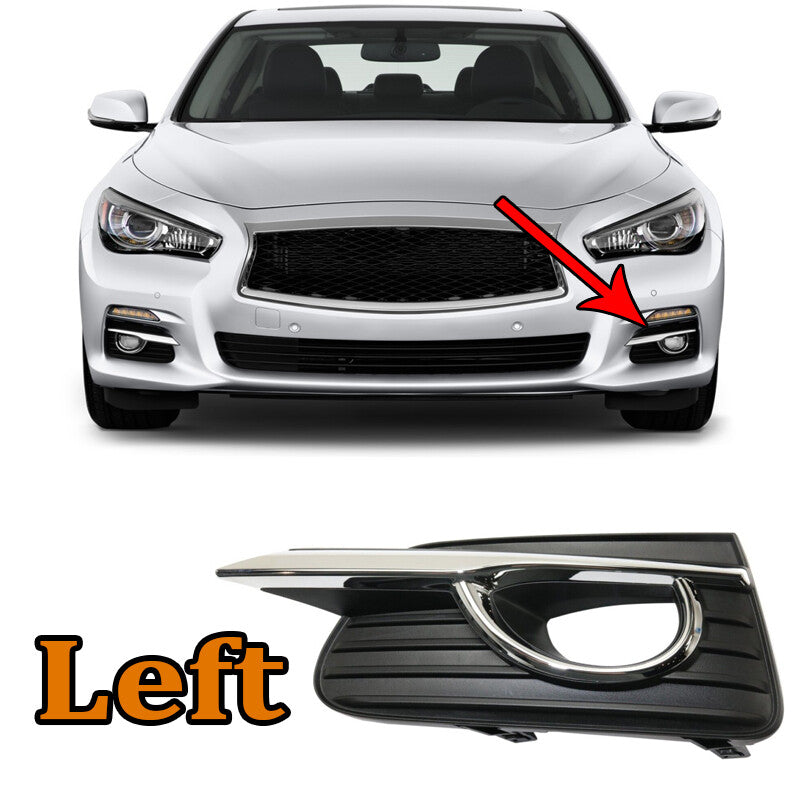 Left Fog Light Cover Chrome Fog lamp frame For 2014 2015 2016 2017 for Infiniti Q50