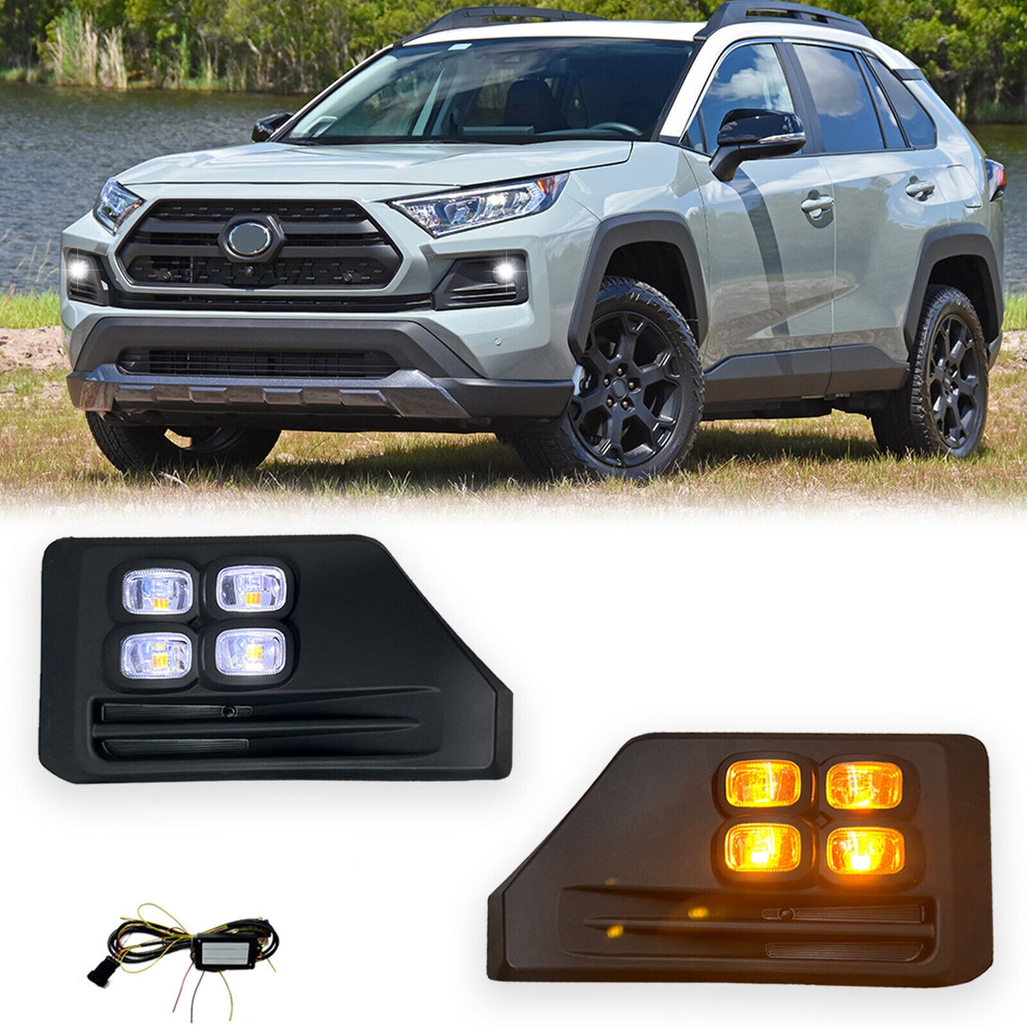 For 2019-2024 for Toyota Rav4 Adventure/TRD Fog Lights 4-Eyes Bi-color LED Lamp