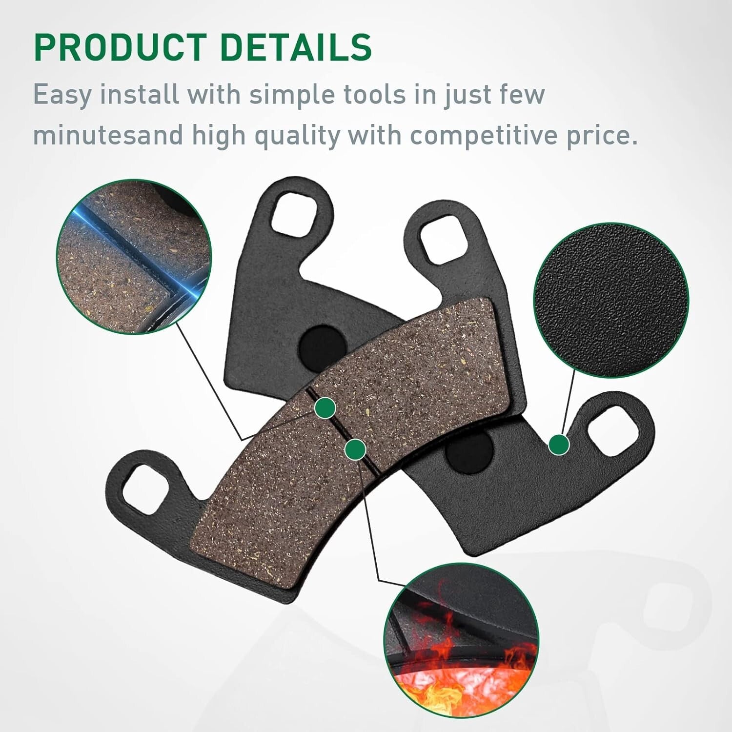 Brake Pads for Polaris Ranger 800 Crew 2010-2014 / Ranger 900 Crew 2012-2014 /RZ