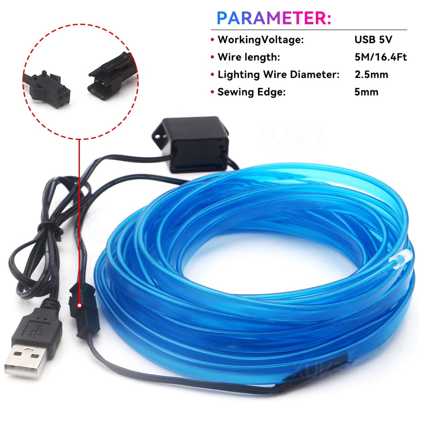 Blue LED Strip Car Interior Center Console Ambient Lighting Light Bar D