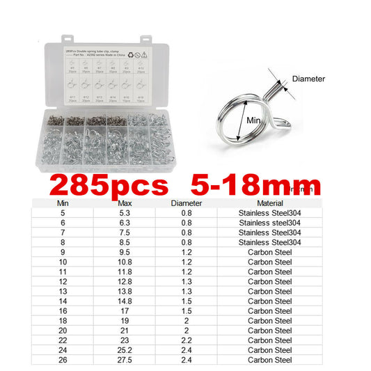 285pc Motorcycle Fuel Line Petrol Pipe Fuel Hose Clips / Clamps Spring Wire Type