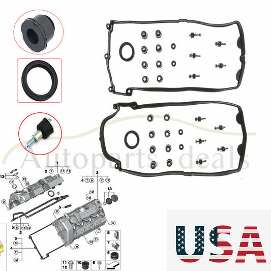 Fit for BMW 545i 550i 645ci 745i X5 4.4L 4.8L Valve Cover Gaskets Set LeftRight USA