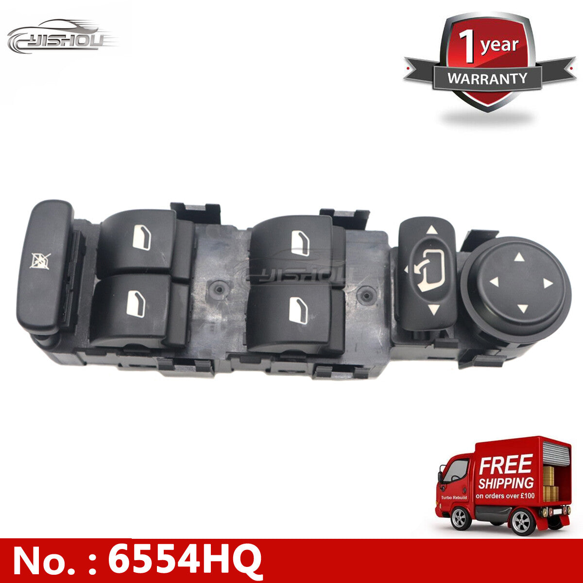 Window wing mirror control switch 6554.HQ is compatible with for Citroen C5 2001-2007, C8 2002-2008.