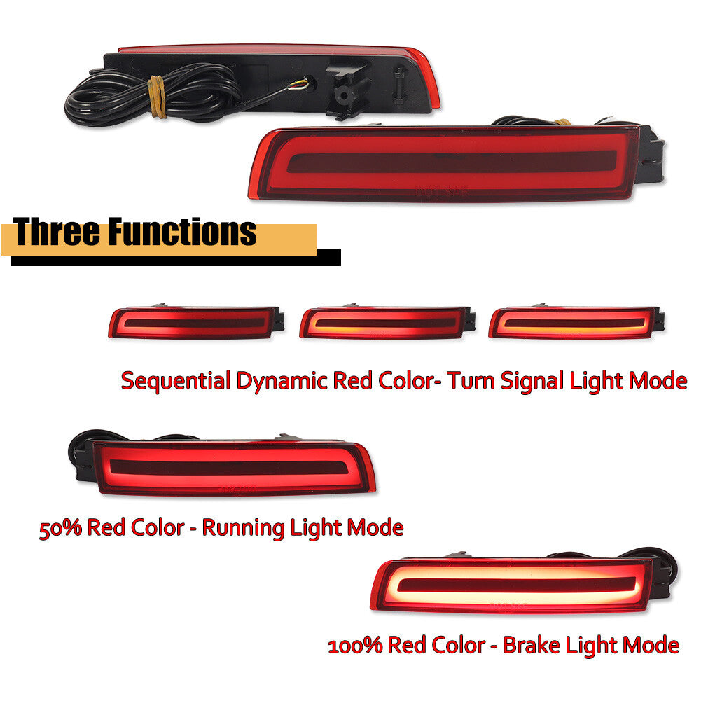 for Infiniti FX35 FX37 QX70 for Nissan Sentra Red Lens LED Rear Bumper Brake Lights