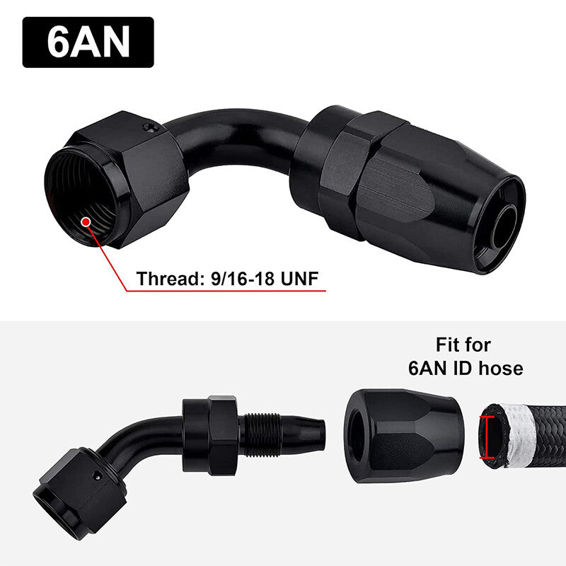 1Pc 45¡ã 45Degree Swivel Hose Line End Fitting Adapter AN6 6AN Fuel Oil Black