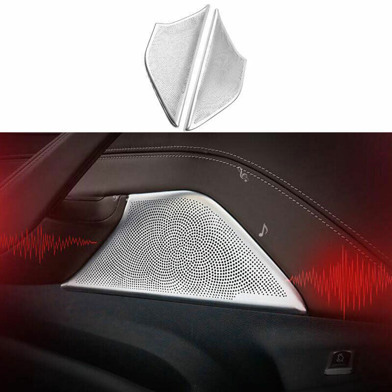 2P Silver Steel Inner Door Speaker Ring Cover Trim for BMW 5 Series G30 2018-23