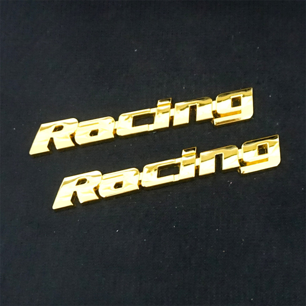 2x Racing Golden Chrome Metal Decal Sticker Badge Emblem Coupe Sports Motors 4x4