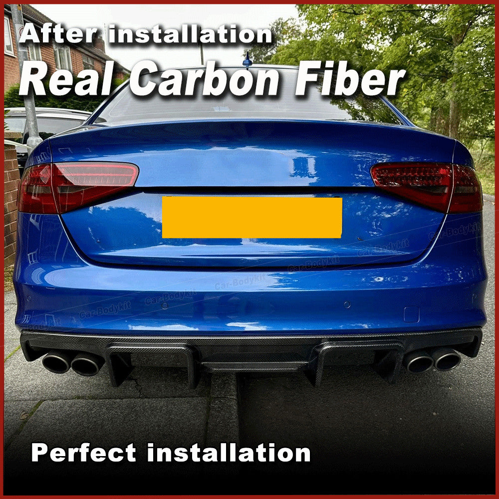 REAL Carbon Rear Bumper Diffuser Lip Spoiler Fit for Audi S4 B8 Sedan 2013-2015