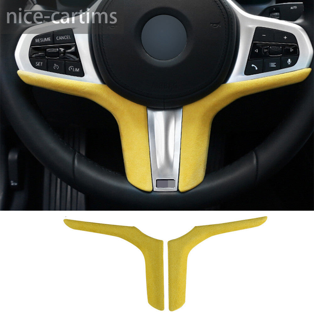 Suede Yellow Interior Steering Wheel Panel Trim for BMW 3 Series G20 G28 2020-23