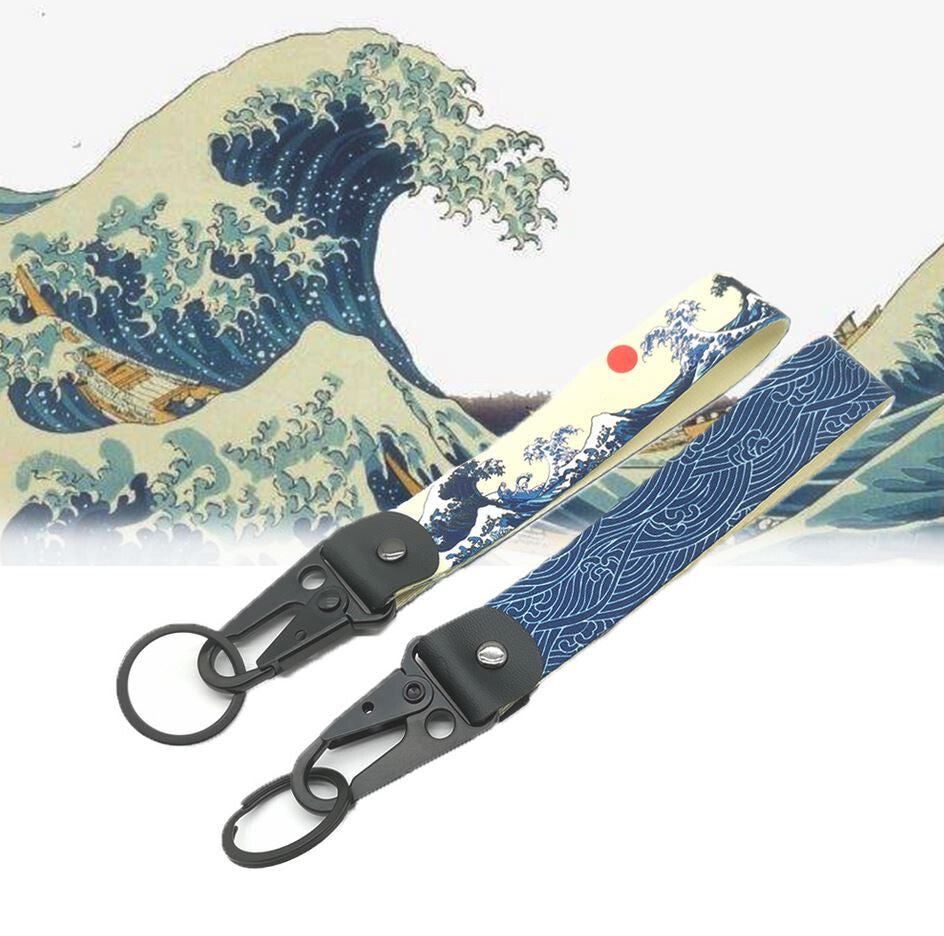 1. Car keychain/ring with lanyard, car accessory suitable for wavy blue for Toyota