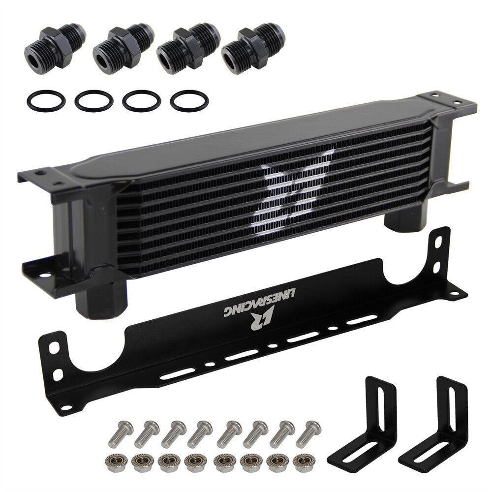Aluminum Universal 9 Row G1/2 248MM Oil Cooler+2PCS AN8  AN10 Fittings+Bracket