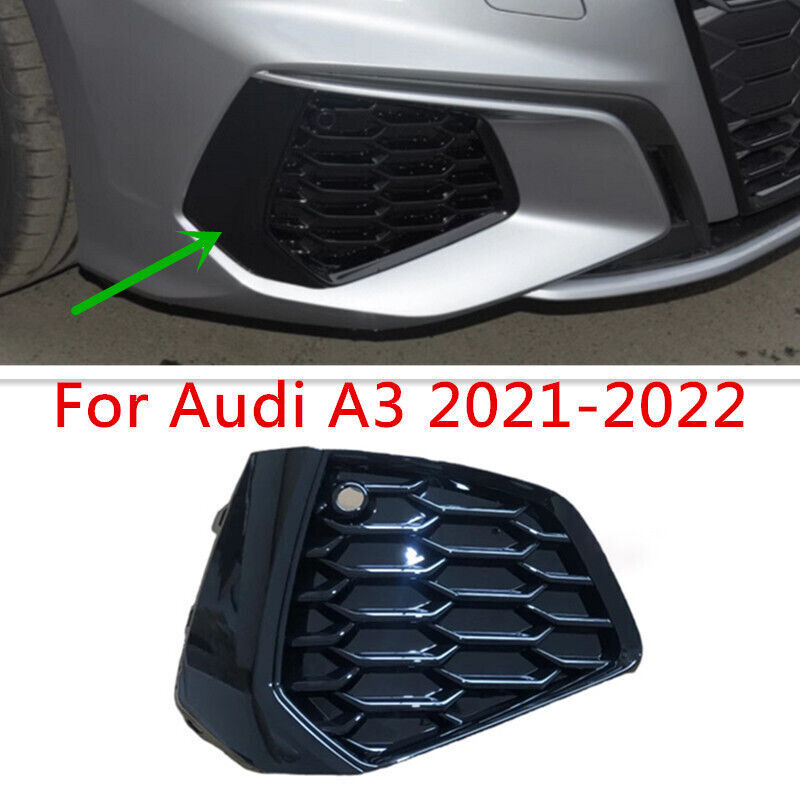 Right Side ABS Front Bumper Fog Lamp Cover Bezel Grill Fit for Audi A3 2021-2022
