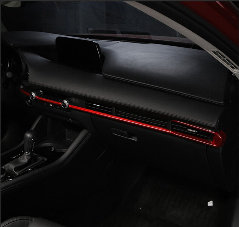 Red Style Inner Center Console Stripe Decorative Trim For Mazda3 Axela 2019-2022