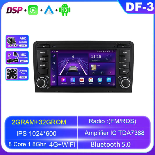 Car Radio for Audi A3 8P S3 RS3 2003-2012 Android Auto Carplay GPS Player Screen