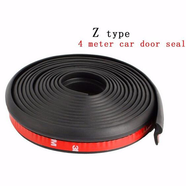 Black 4M Z-shape Car Door Window Rubber Seal Strip Pad Weatherstrip Seals Hollow