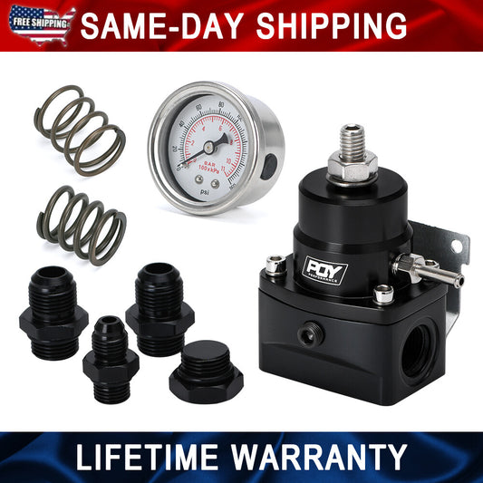 Adjustable EFI Fuel Pressure Regulator Bypass Gauge AN8 Feed  AN6 Return 3-70