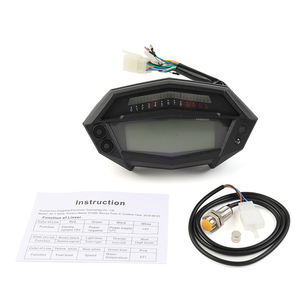 Motorcycle Digital Tachometer Speedometer Indicator Odometer for Kawasaki Z1000