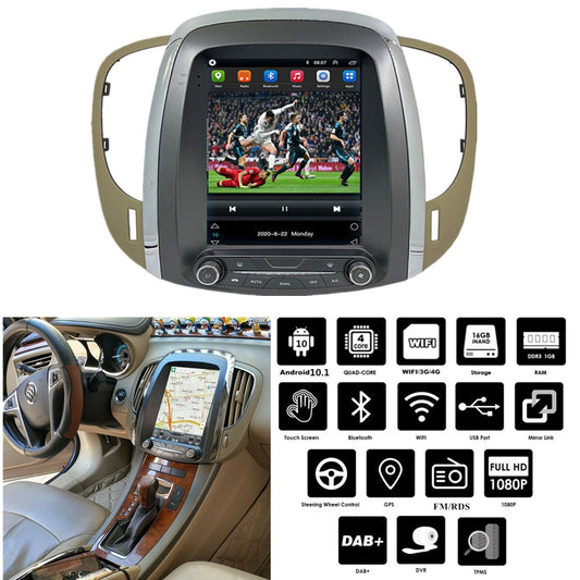 9.7Android 10.1 Stereo Radio GPS Navigation FM for Buick Lacrosse 09-12 1+16G