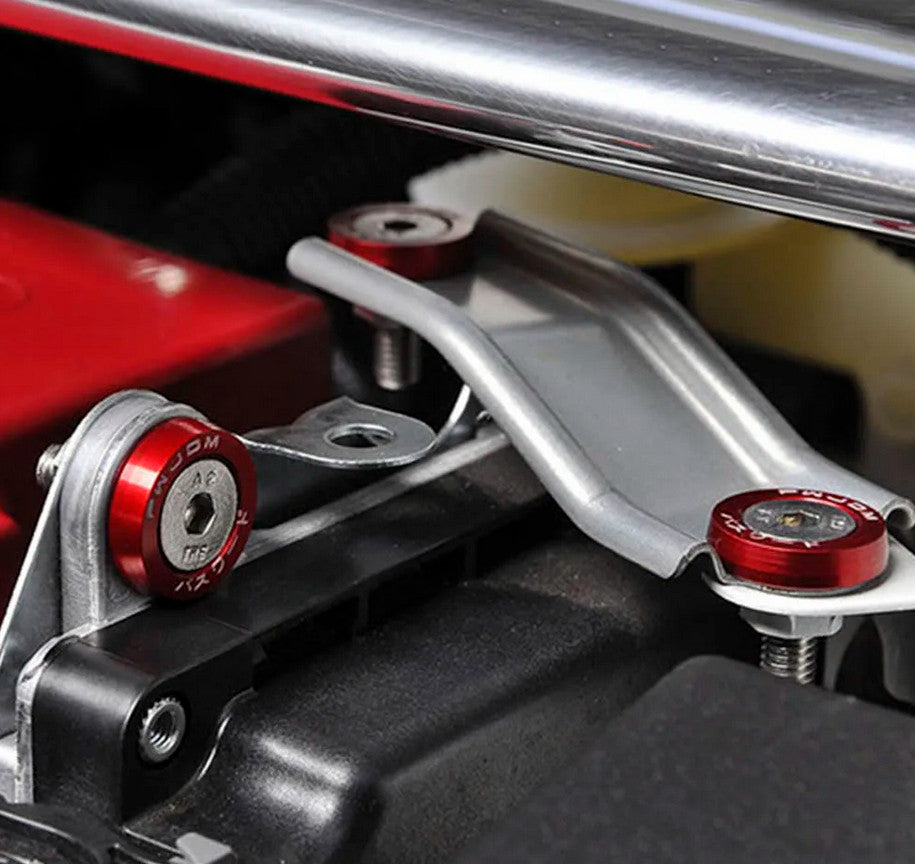 10-piece set of hexagonal fasteners for car bumpers, engine recessed screws, mudguard washers, red, suitable for Honda .