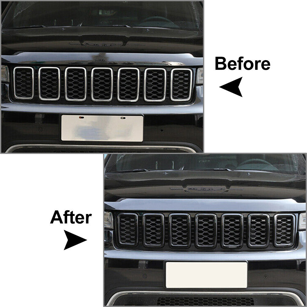 Front Grille Honeycomb Mesh Insert Cover Trim for Jeep Grand Cherokee 2017-21