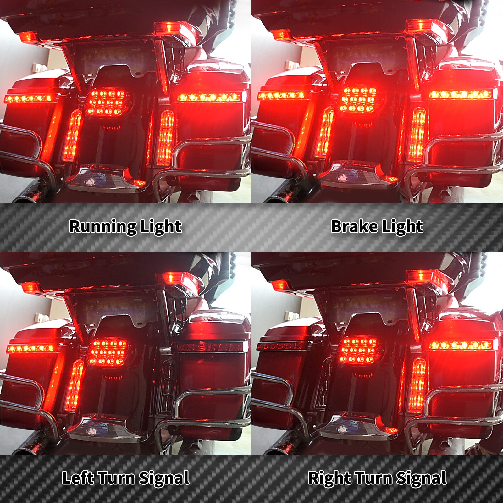 LED Saddle bag Run/Brake/Turn Lamp Light Chrome House Red Len for Harley 2014-23