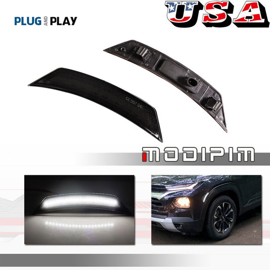 Smoked front corner marker reflector white LED lights suitable for 21-22 for Chevrolet Blazer
