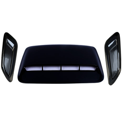 3x Glossy Black ABS Car Air Flow Intake Hood Scoop Vent Bonnet Decorative Cover