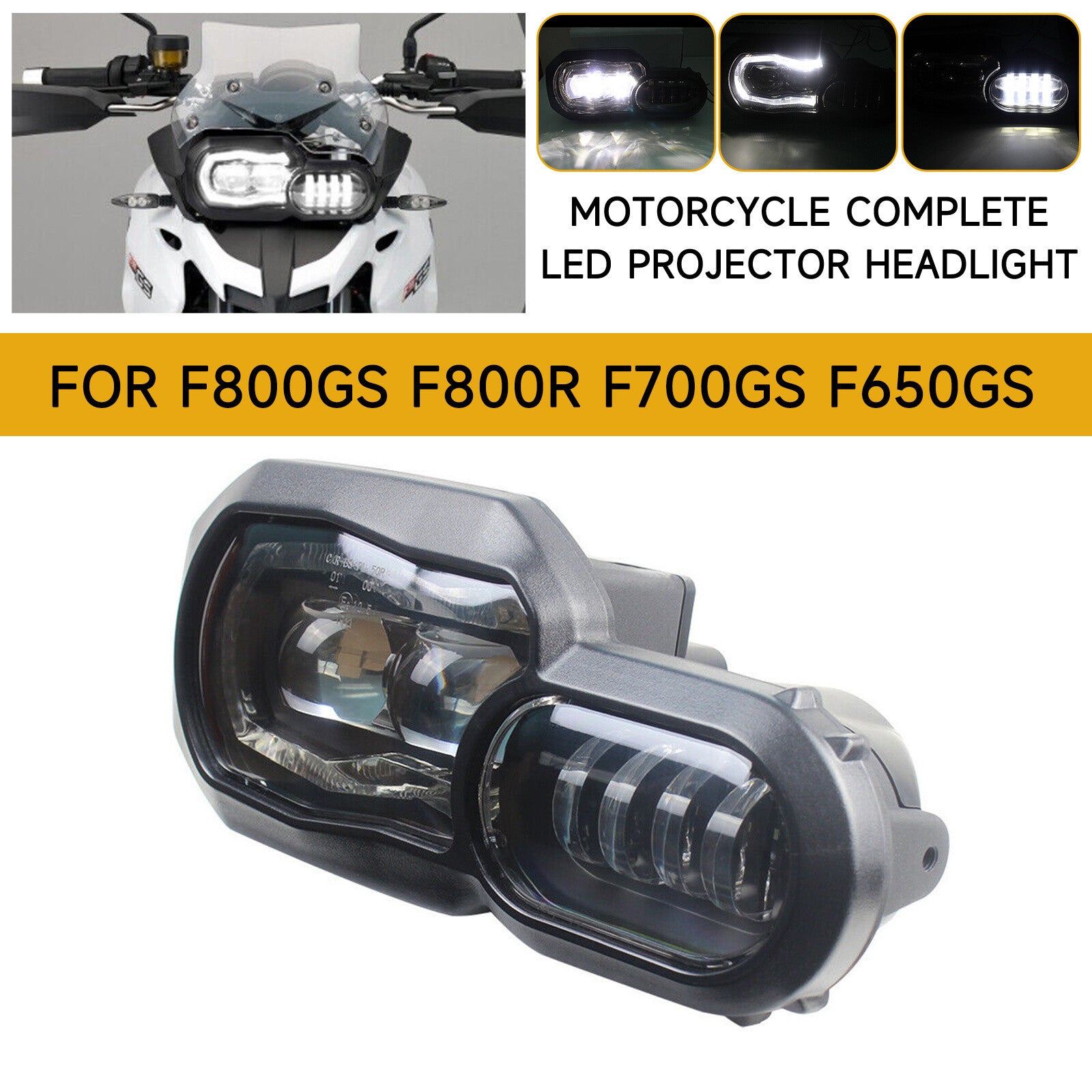 Complete LED Projector Headlight for F800GS, F800R, F700GS, F650GS, and Adv Motorcycles