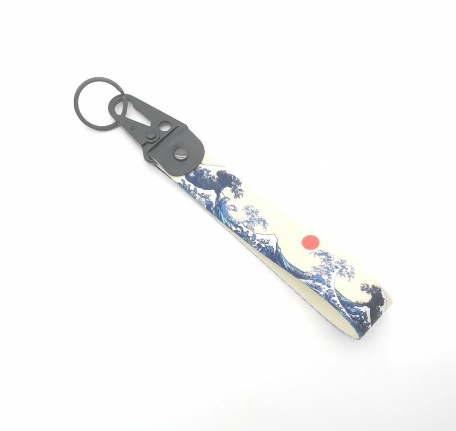 Car keychain, key ring, badge, lanyard, neck strap for the worst red for Mitsubishi