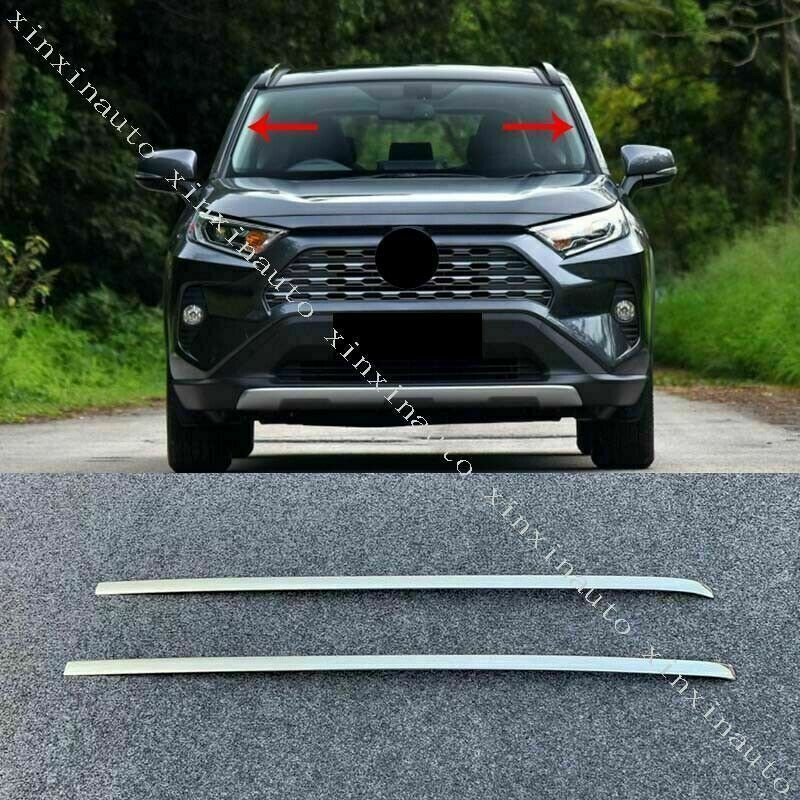 for Toyota RAV4 2019-2023 Chrome Front Windshield Molding Side Strips Trim Steel