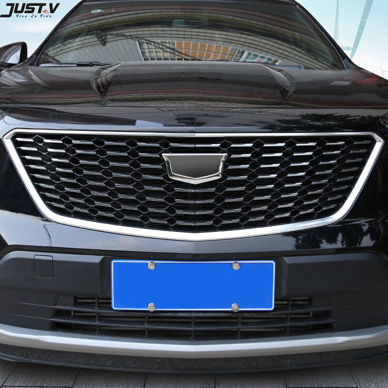 Chrome Front Grille Mesh Emblem Frame Cover Trim 1X for Cadillac XT4 2019-2023