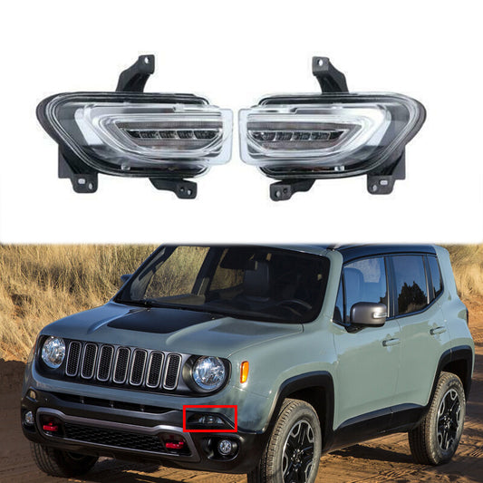 Pair LED Driving Lamp Daytime Running Light FogLight for Jeep Renegade 2015-2018