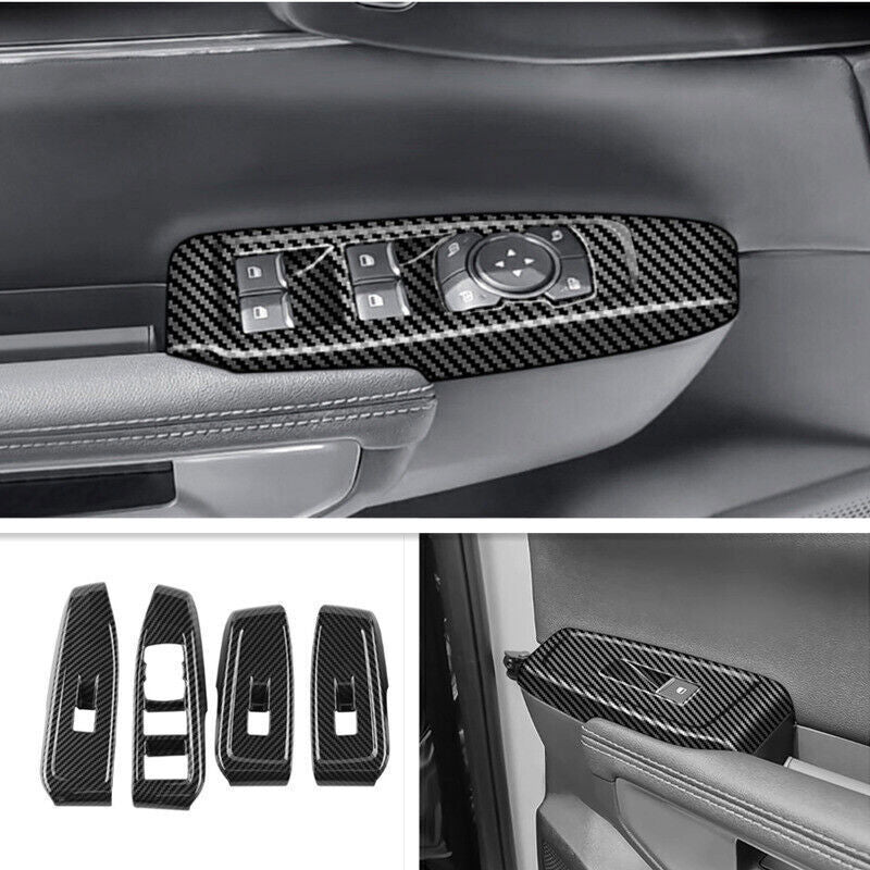 for Ford Ranger 24-2025 Carbon Fiber Look Window Lift Switch Panel Cover Trim 4X