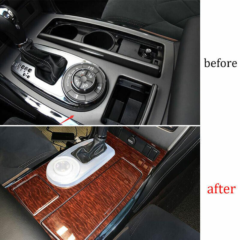 Console Gear Shift Frame Cover Trim for Nissan Armada Y62 17-20 Red Wood Grain
