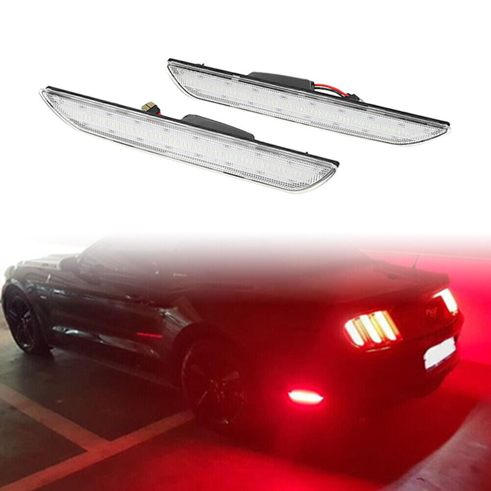 LED Rear Car Side Marker Lights Fit 2015-22 for Ford for Mustang clear shell red light