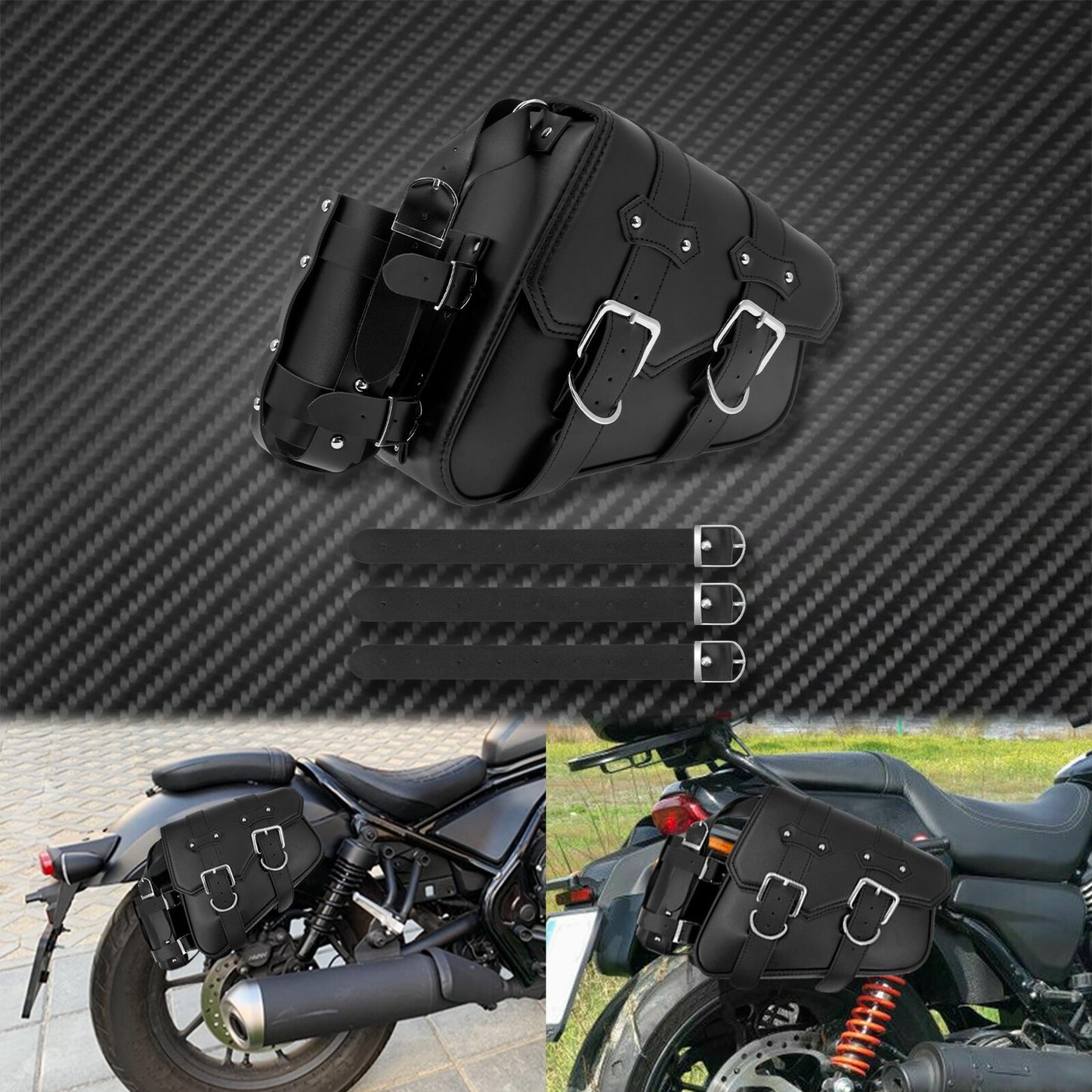 Motorcycle Saddlebag Storage Right Side Luggage Tool Saddle Bag w/ Bottle Bag