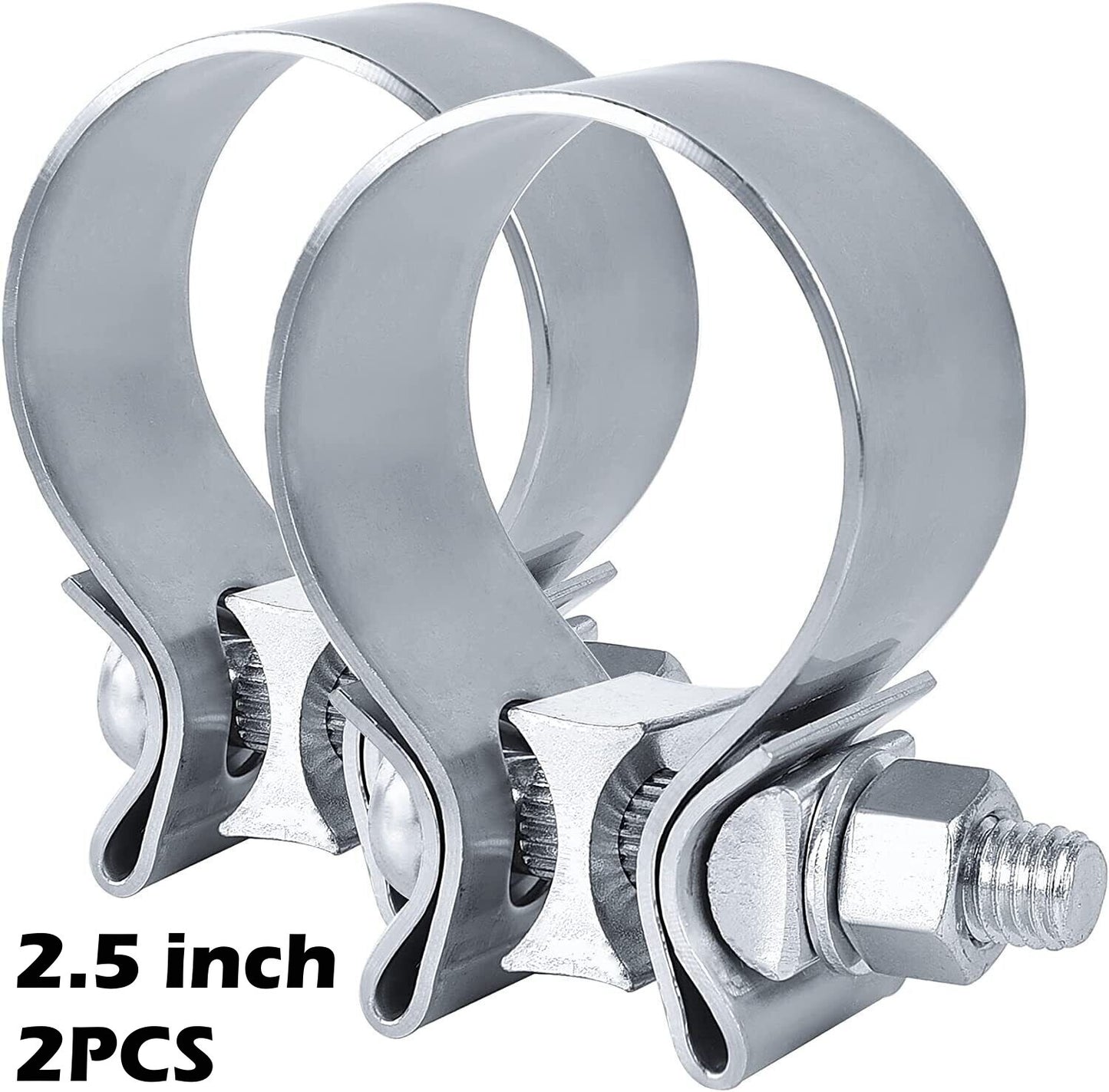 2-Pack 2.5-inch T409 Stainless Steel Narrow Strip Exhaust Clip Sealing Tape 