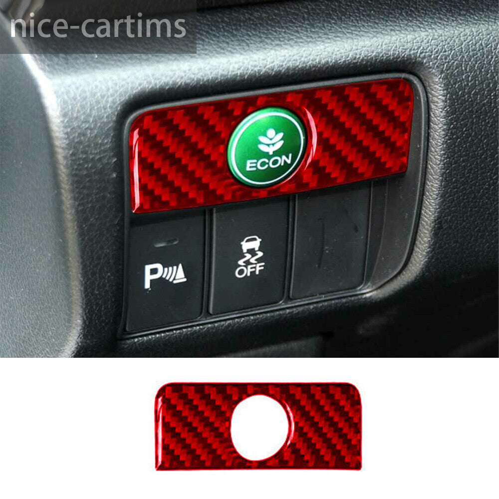Red Carbon Fiber Inner ECON Button Switch Panel Cover for Honda Accord 2013-2017