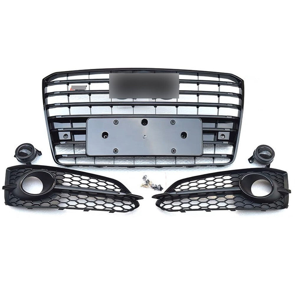 S8 Style Grill for Audi for A8 2015-17 Front Bumper Grille W/ Fog Light Frame Cover