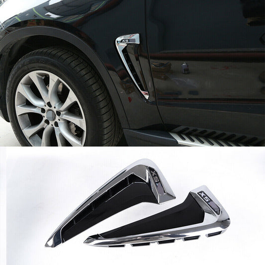 Chrome Side Body Marker Fender Air Flow Wing Vent Trim for BMW F15 X5 2014-18ABS