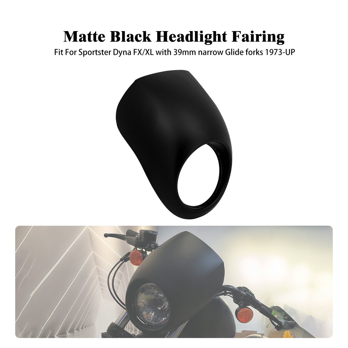 Matte Black Front Headlight Fairing Cowl Cafe Racer for Harley Sportster Dyna FX