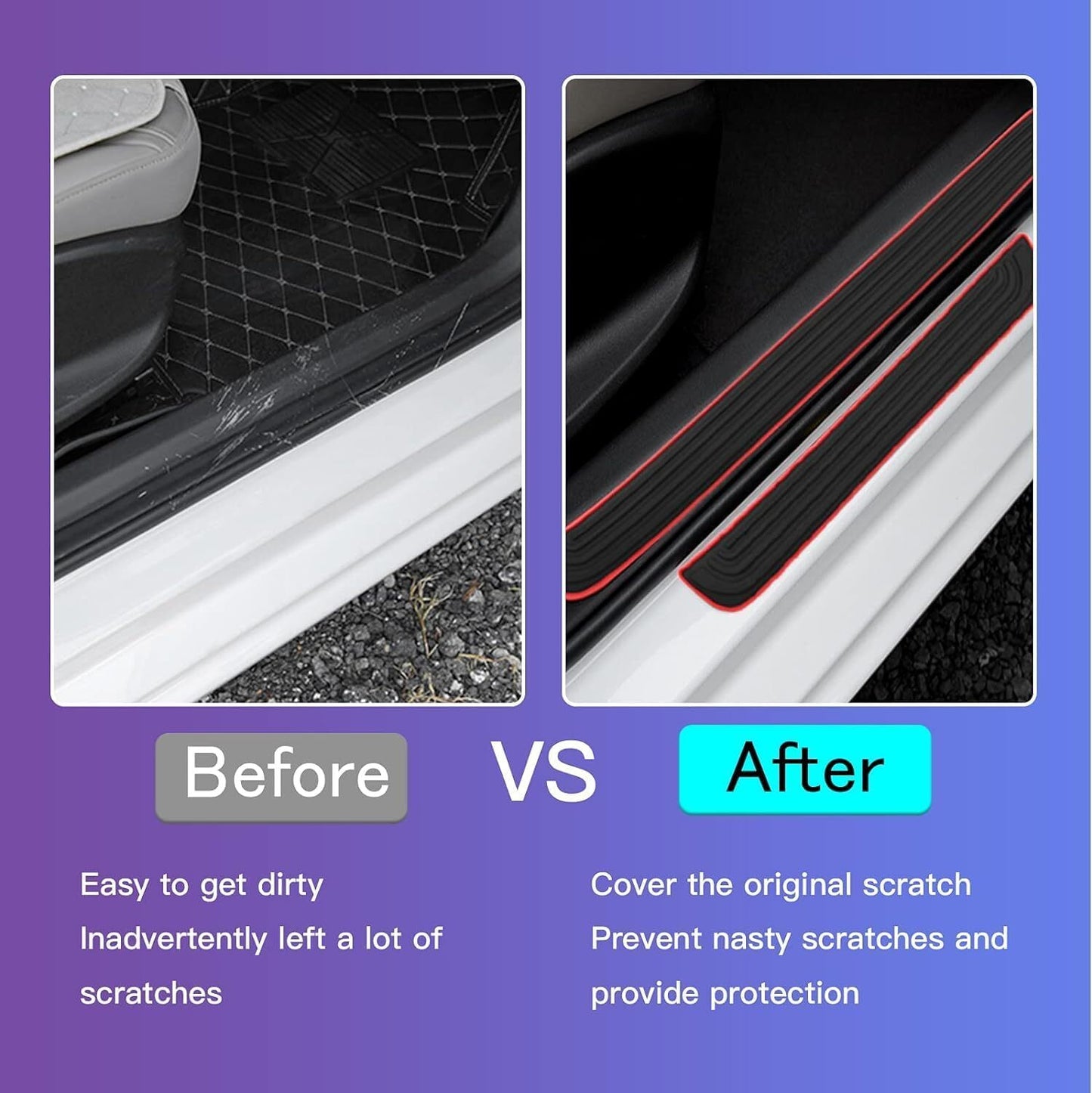 4pc Rubber for VW Car Door Scuff Sill Covers Step Protector Accessories
