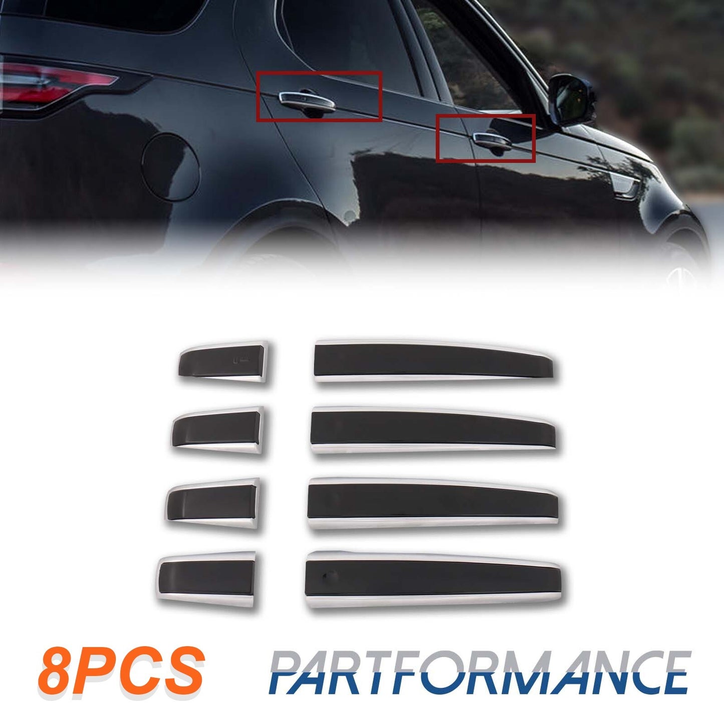 Black and silver car side door handle protection kit for Range Rover Vogue L405 2013-2021