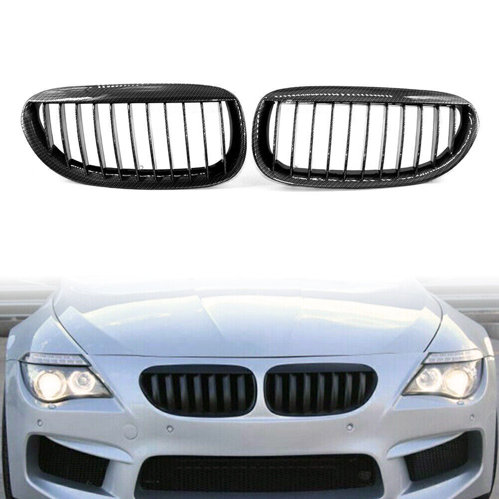 Front Kidney Bumper Grille Grill for BMW E63 Coupe M6 E64 Cabrio M6 Carbon Fiber