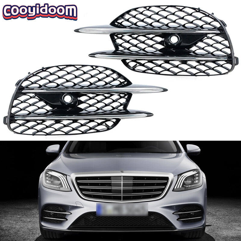 1Pair Front Fog Light Cover Bezel Grille for Mercedes-Benz S-CLASS W222 Sports