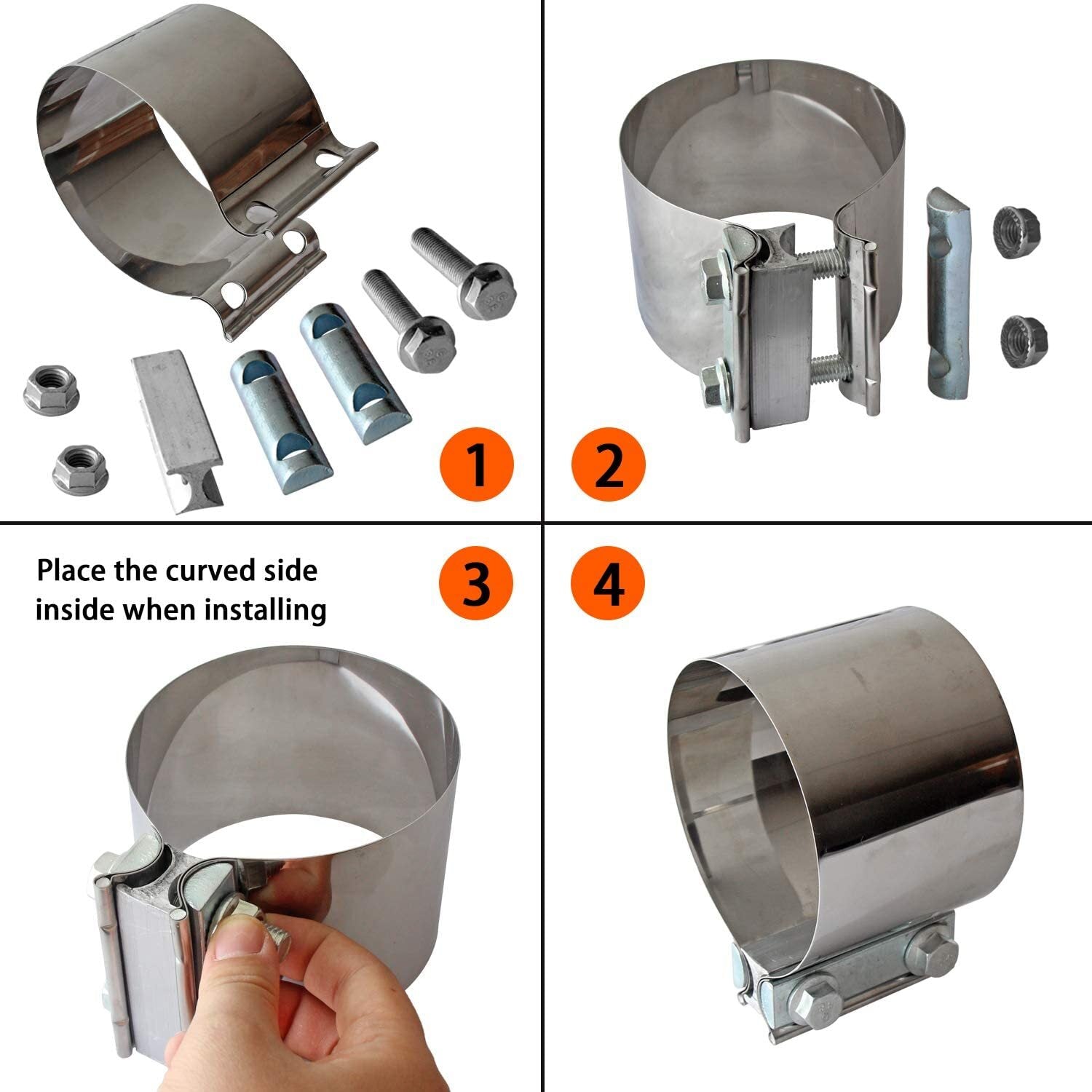5-inch stainless steel exhaust clip connector with 5-inch muffler clip