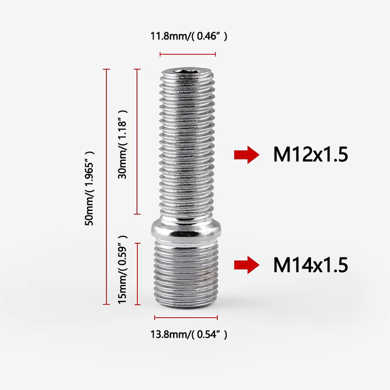 20¡ÁM141.5 to M12x1.5 Extended Wheel Stud Converter with High Lug Bolt Screw Adapter