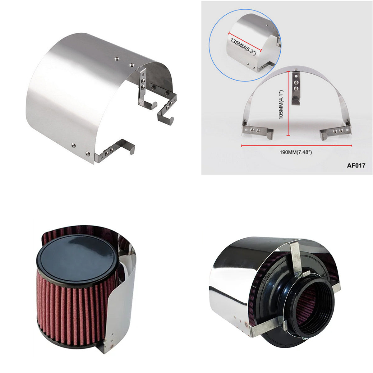 Car Accessory Stainless Steel Air Intake Heat Shield for 2.5 to 5 Inlet Filter