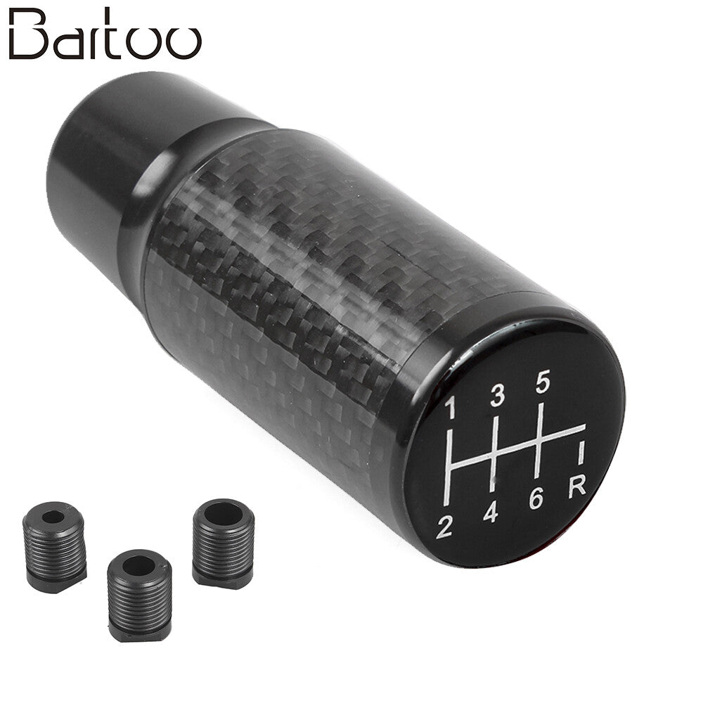 Universal Black Carbon Fiber Auto Manual Gear Stick Lever Car Shift Knob 6 Speed